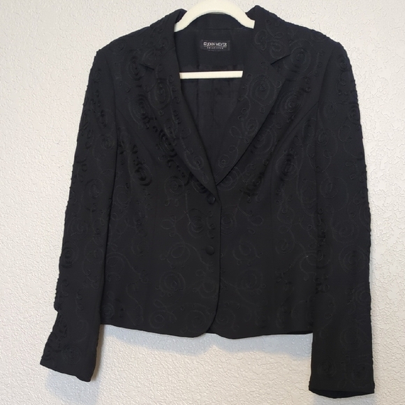 John Meyer Collection womens black swirl embroidered blazer - Picture 4 of 14